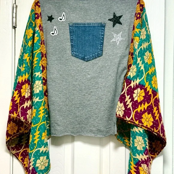 Tom Petty Graphic Tee with Colorful Kimono Sleeves - Picture 7 of 7